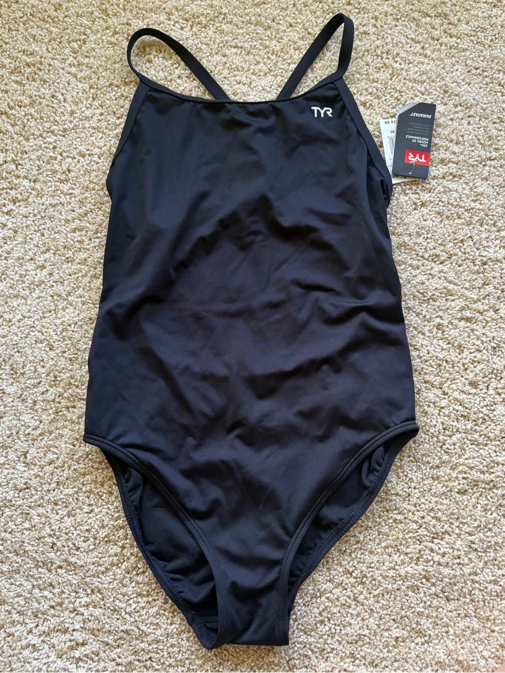 TYR Durafast Elite Diamondfit‎ One Piece Swimsuit Black Size 40 Chlorine Proof